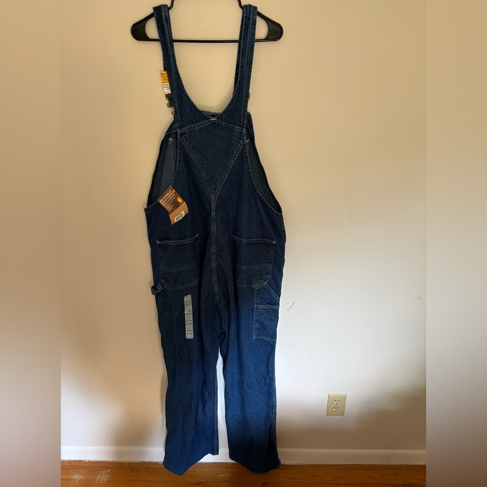 NWT Carhartt Washed-Denim Bib Overalls Dark Wash Size 42 X 32 - Picture 15 of 15